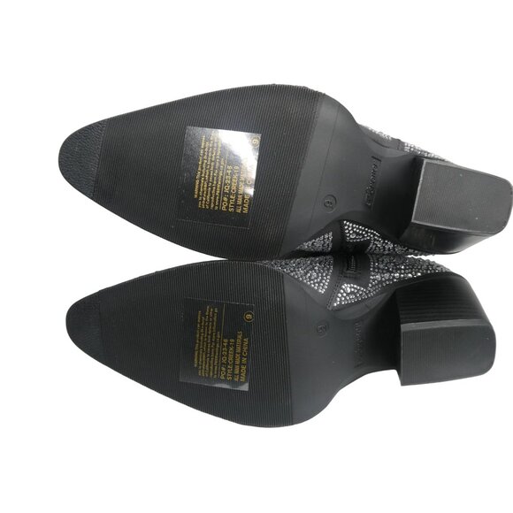 Cowboy Forever Suede‎ Diamond Studded Stylish Boot Black - Picture 6 of 6